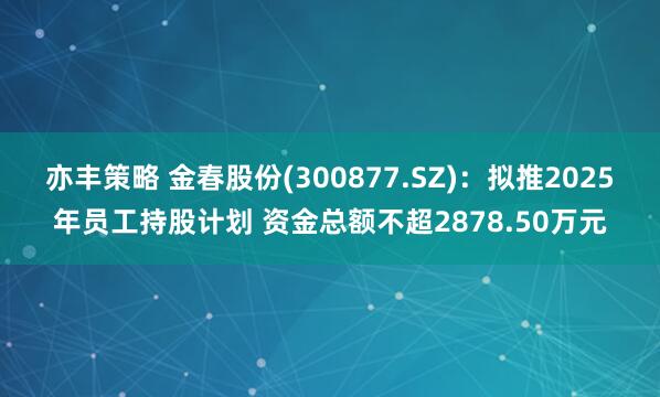 亦丰策略 金春股份(300877.SZ)：拟推2025年员工持股计划 资金总额不超2878.50万元