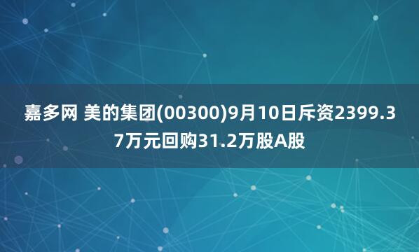 嘉多网 美的集团(00300)9月10日斥资2399.37万元回购31.2万股A股